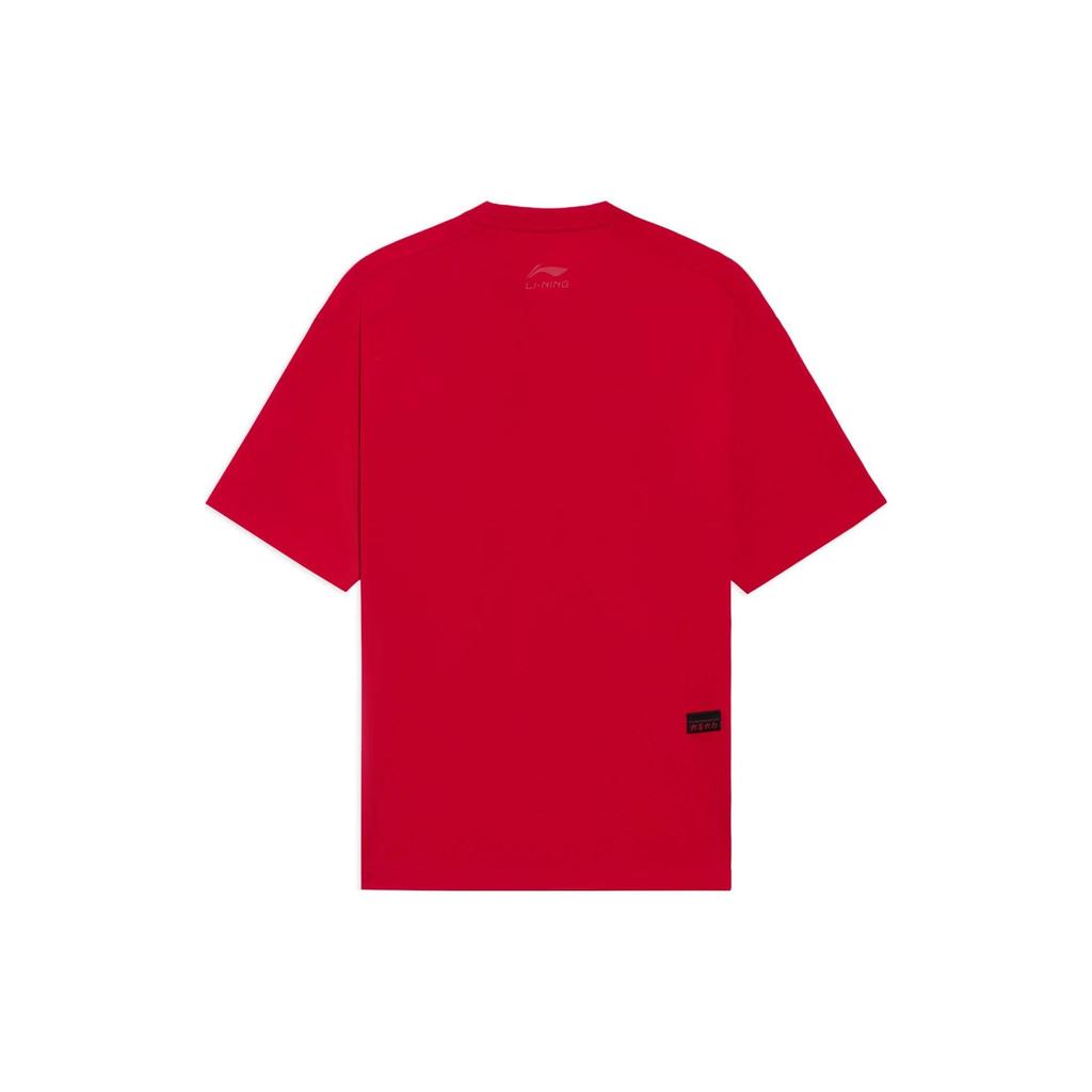 Li Ning X Disney Tigger Series Cartoon Print Round Neck Short Sleeve T-Shirt Unisex Tops Red AHSS585-3