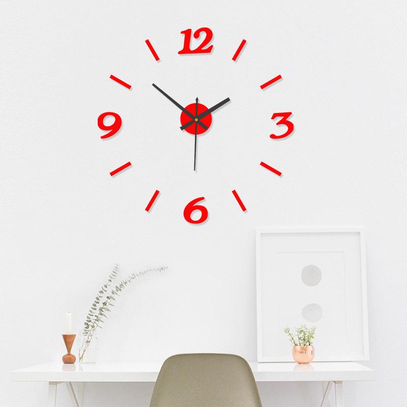 Punch-free Digital Clock Nordic Living Room Acrylic Wall Clock Bedroom Silent Wall Clock Wall Sticker Clock Luminous Hanging Type