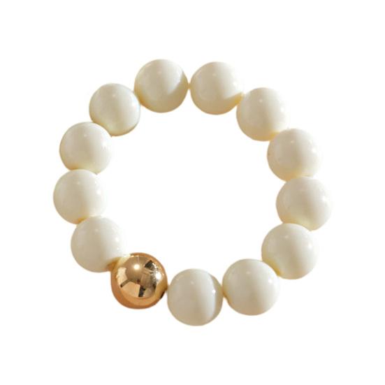 Perlenschmuck für Damen, Acryl-Kettenhalsband mit großen Perlen, Elastisches Armband mit runden Perlen, Sommerliches Retro-Accessoire
