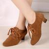  Woman Ballroom Velvet Dance Shoes for Women Performance Dancing Shoe Lace Up Tango Ballet Shoes Practice Latin Shoes