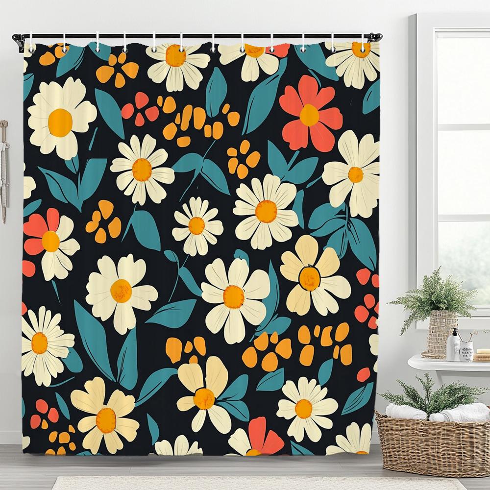 1 szt. Wodoodporna zasłona prysznicowa w stylu vintage z nadrukiem kwiatowym z 12 plastikowymi haczykami, przegroda łazienkowa, dekoracja łazienki, zasłona okienna