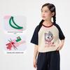 Girls' Printed Pure Cotton Color-block T-shirt