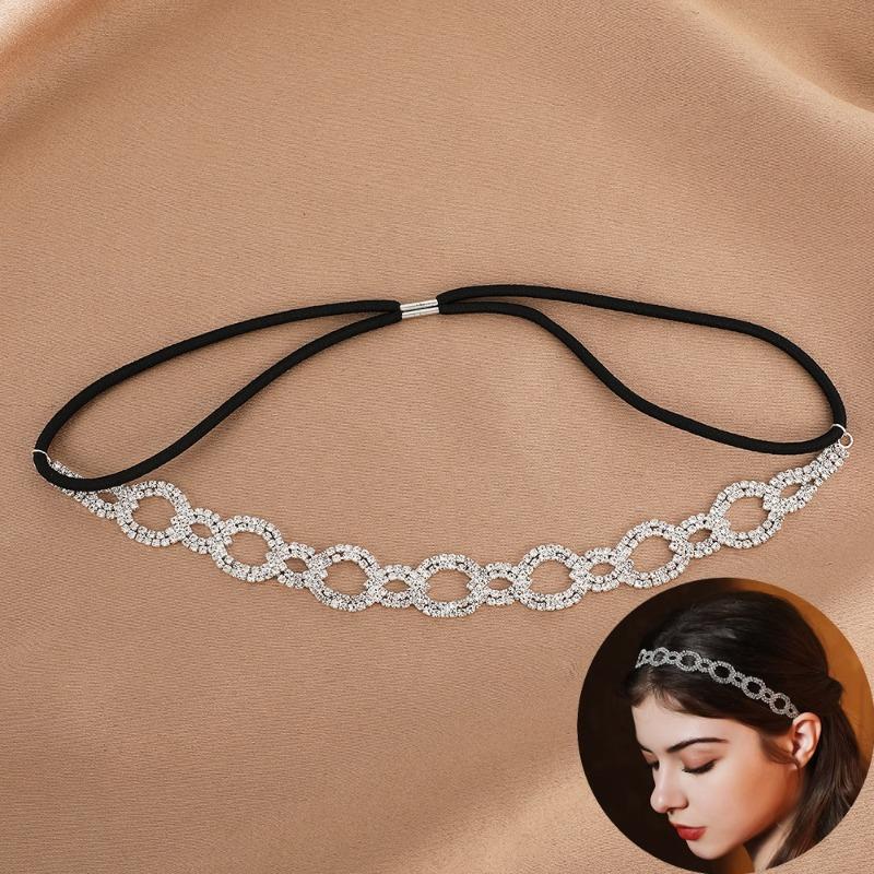 Bridal Wedding Accessories Stretch Headband Handmade Silver Rhinestone Headband Headband Fashion Headgear Hair Accessories