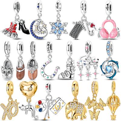 Copper Pets Dog Cat Charms Shoe Bead Colorful Cute Doll Penguin Pendant Fit Original Bracelet Necklace Jewelry