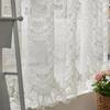 Embroidered Ruffled Lace Short Sheer Curtain Floral Short Tulle Drapery  Kitchen