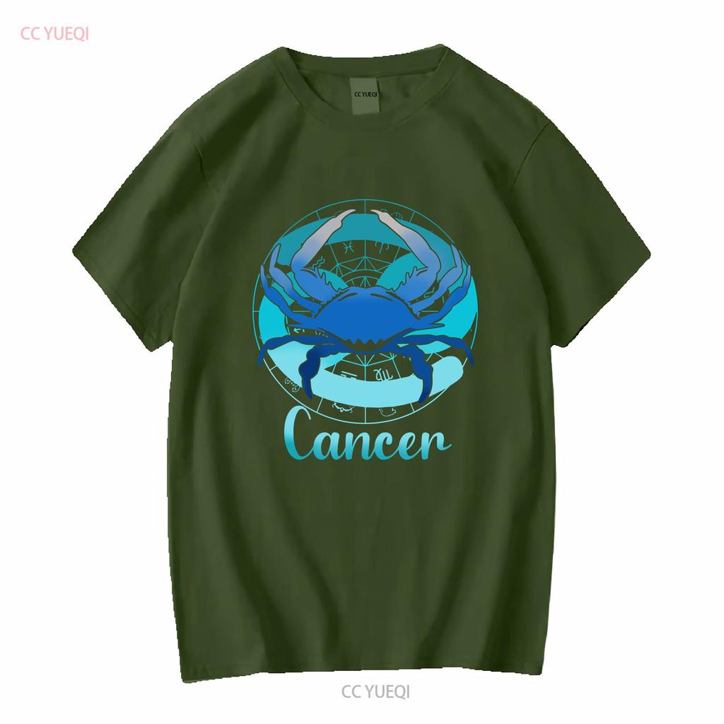 Cancer Astrology Zodiac Horoscope Sign T Shirt Long Or Short Sleeves Vintage Washed Stylish Versatile Streetwear Homme