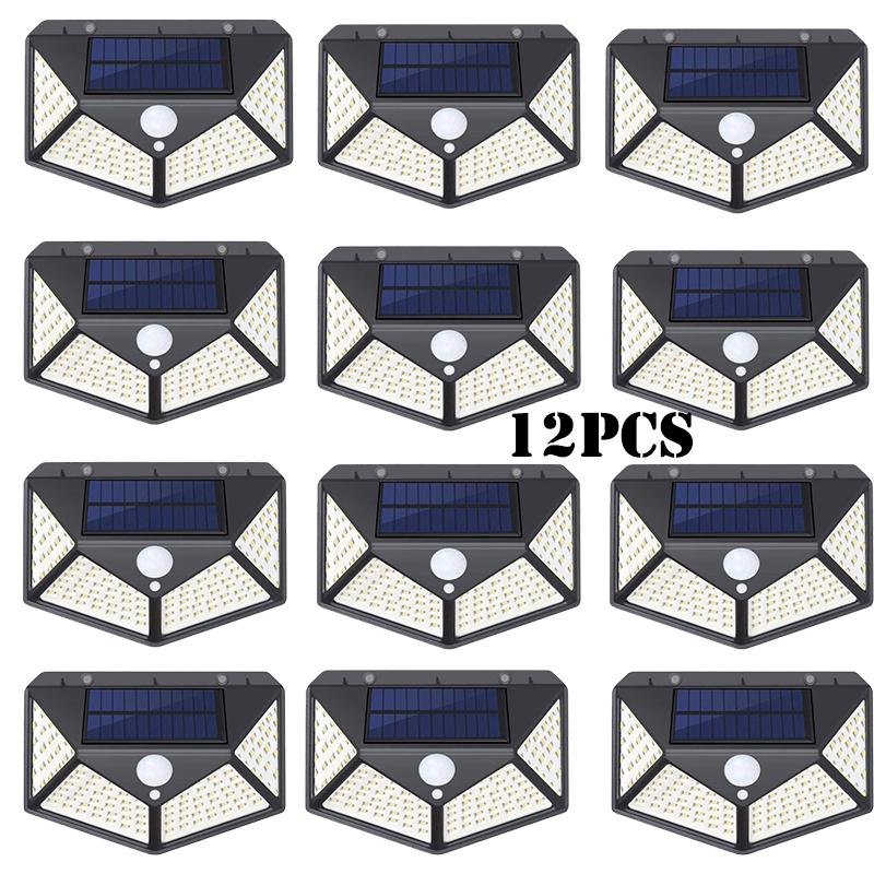 2/4/8/10PCS Solar Light Outdoor 100 LED Wall Lamp PIR Motion Sensor Lamp Waterproof LED Lights For Garden Street Decoration