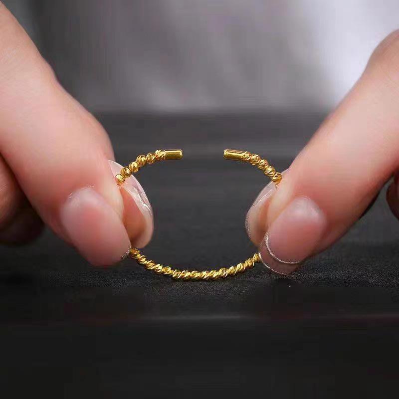 Vietnam Sand Gold Elastic Gold Bead Ring - Women's Fashion Open Finger Thin Band