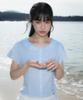 ROSEFRANTZ Round Collar Short Sleeve Blouse [Sky Blue]
