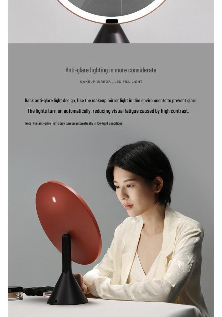 Large Smart Makeup Vanity Mirror with LED Desk Lamp and Charging Port