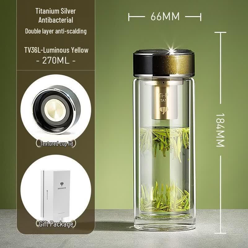 WANXIANG Antibacterial Double-Layer Insulated Glass Tea & Water Cup