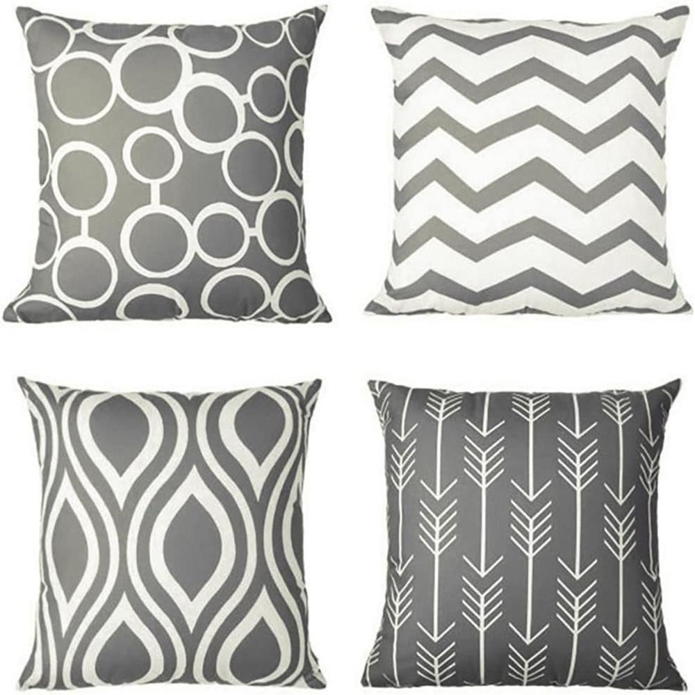 Gray Geometric Patterned Pillowcases, Modern and Stylish DecorLiving Room Sofa Cushion Cover,  Bedroom Room Decoration