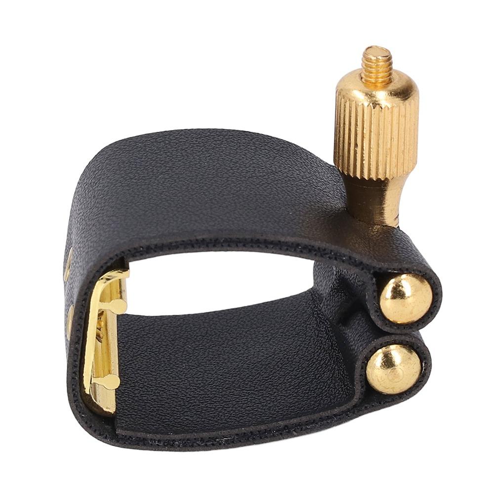 Leather And Metal Sax Mouthpiece Ligature Black Color Alto Sax Ligature  For Alto Saxophone