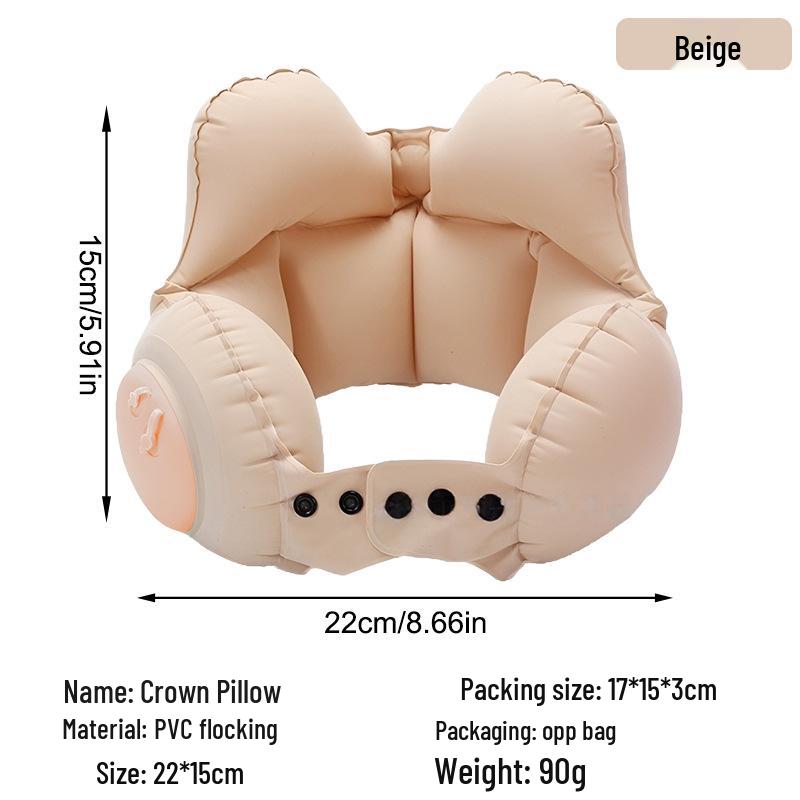 Portable Outdoor Flocking Backrest Pillow - Multifunctional, Inflatable for Travel or Office Naps