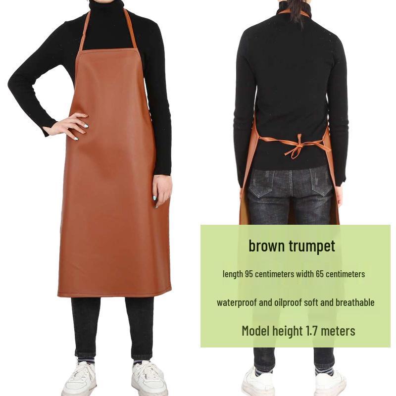 Men's Waterproof & Oil-Proof Leather Apron - Durable, Wear-Resistant, Long-Style for Cooking & Household Tasks