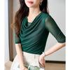 Plus Size Summer T Shirt for Women Short Sleeve Lace Blouse Stylish Flowy Casual Top
