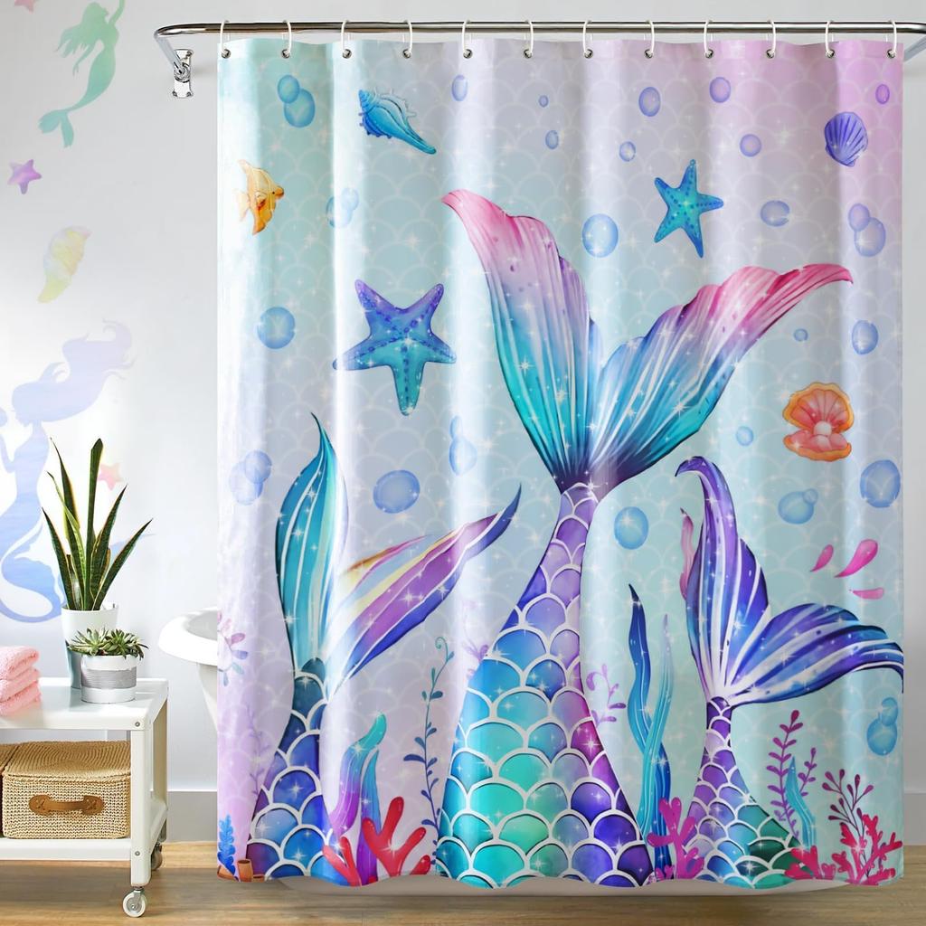 Nautical Mermaid Shower Curtain Ocean Sexy Women Fantasy Sea Mysterious Seascape Bathroom Curtain Polyester Fabric With Hooks