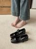 Soft Leather Version~ Cross-buckle Strap Light Mouth Versatile Flat-soled Single Shoes Women's Retro French Silver Ballet Shoes Mary Jane Shoes