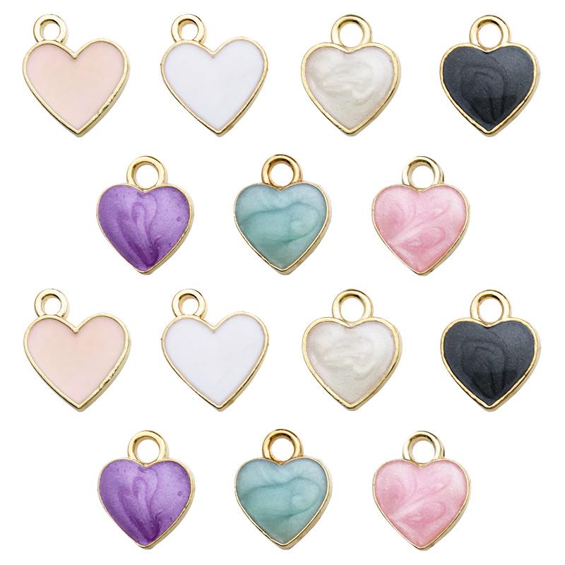 

1 Love Heart Drip Oil Alloy Pendant, 11mm Heart-Shaped Jewelry Accessory for Necklaces & Bracelets, Candy Peach Design.