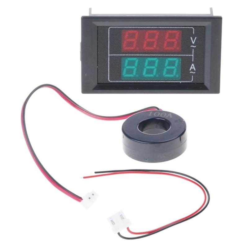 

Voltmeter Ammeter Voltage Current Meter Panel with Connection Wires 2 in 1 Amp Monitors Tester LED Digital Display 1