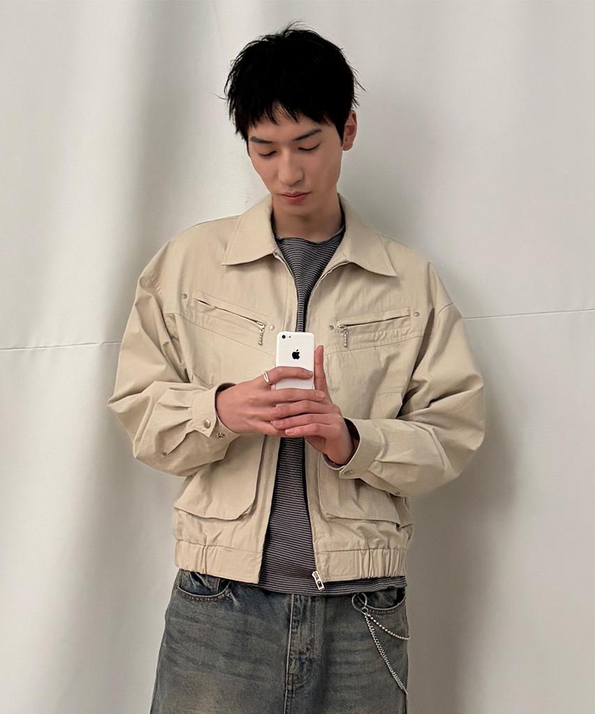 Maison Mined Overlayed Pocket Blouson Beige