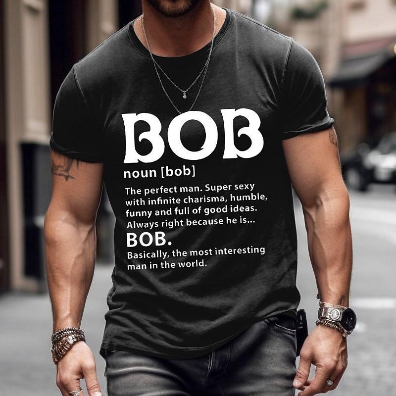 Fashion BOB Letter Print T-Shirts Street Hipster Men's Clothing Oversized Loose Crew Neck T-Shirt Top Casual Male T Shirts Top