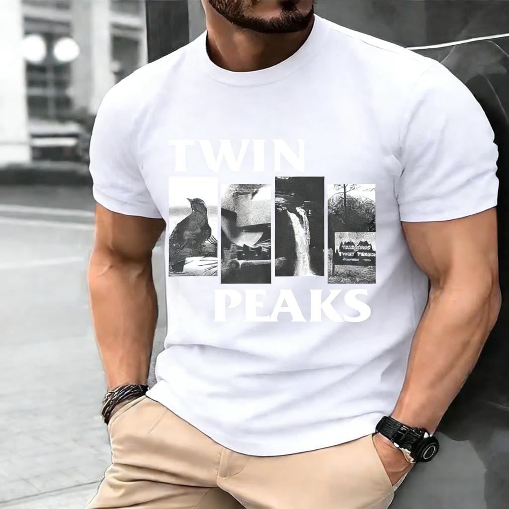 Remake Twin Peaks Basic Charcoal T Shirt Retro Style Classic Tee S4XL Graphic Short Sleeve Shirt Unisex Men Women Summer Tops
