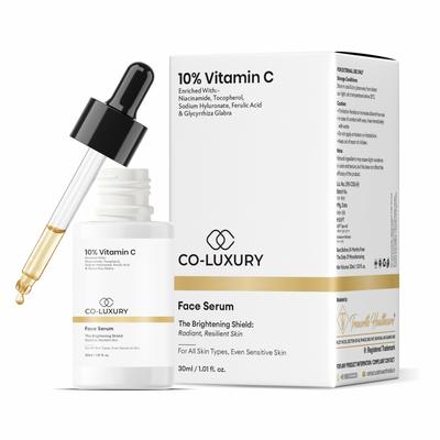 CO Luxus 10% Vitamin C Gesichtsserum mit Niacinamid & Hyaluronsäure | Aufhellend, Feuchtigkeitsspendend, Entfernung von Pigmentflecken | Für Alle Hauttypen 30ml (Neuer Pa