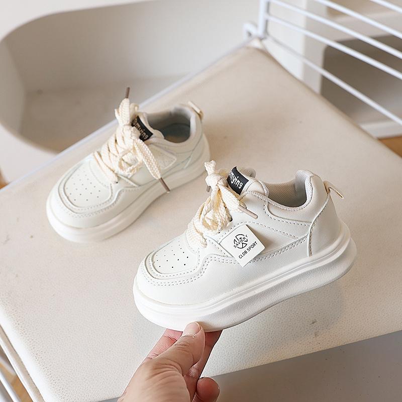 Kids Breathable Lace Up White Platform Sneakers 21 белый