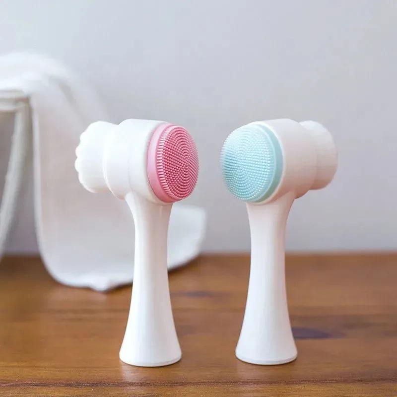 Double-Sided Silicone Face Wash Brush with Soft Bristles