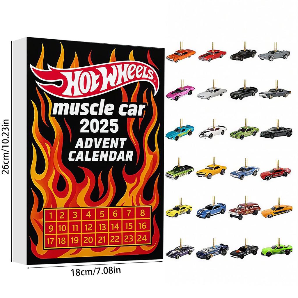 

Muscle Car Christmas Calendar With Acrylic Advent Pieces For Festive Celebration Gifts