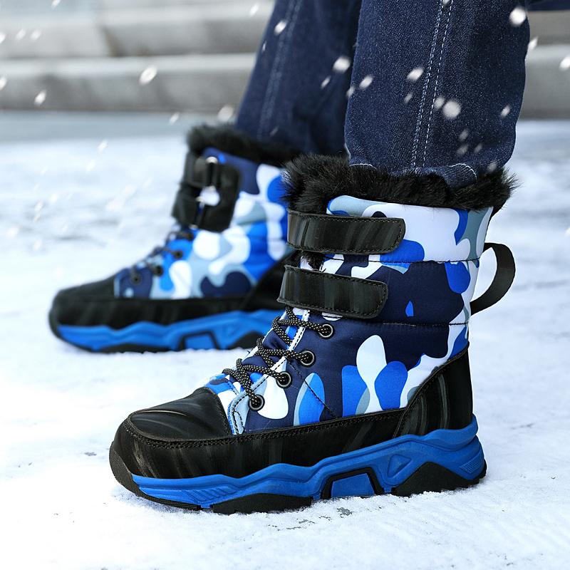 Winter Children's Plus Size Anti Slip Wear-resistant and Plush Warm Outdoor High Top Cotton Shoes Snow Boots