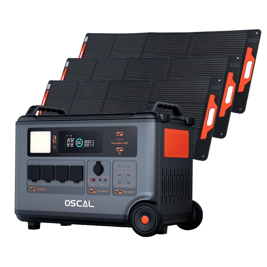 Oscal Přenosná napájecí stanice PoweMax3600 LiFePO4 Solární generátor 3600W Výstup 2200W Ultrarychlé nabíjení