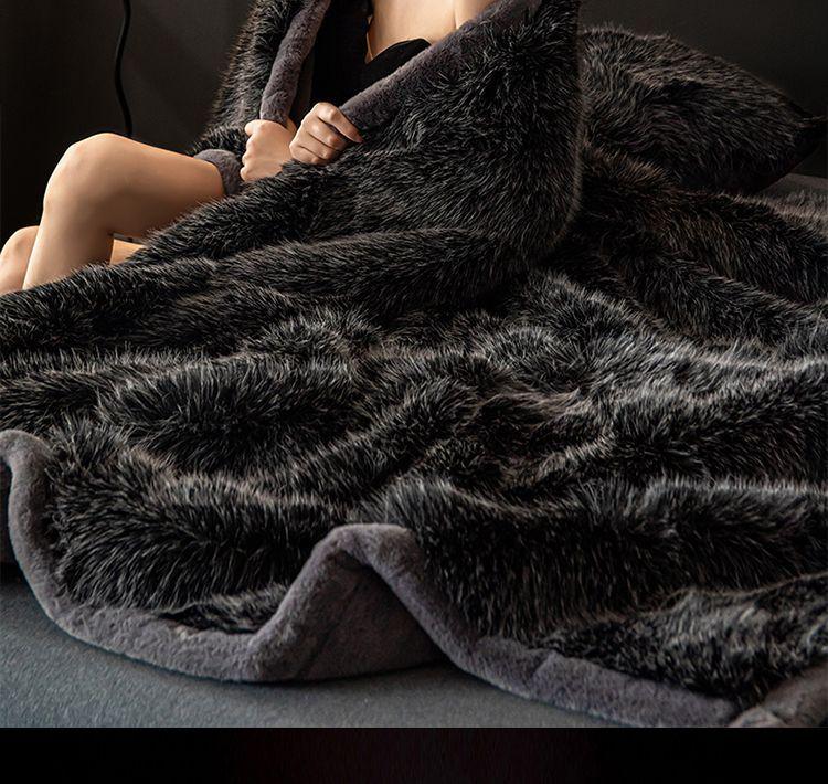 G5Z Luxus-Kunstfuchsfell-Decke - Extra dicke Winter-Raschel-Tagesdecke