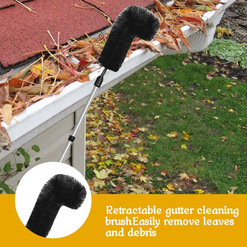 10.1ft Gutter Cleaning Brush, Gutter Cleaning Tool, Roofing Guard Cleaner Tool with Telescoping Extension Pole, Easily Remove Leaves and Debris from t