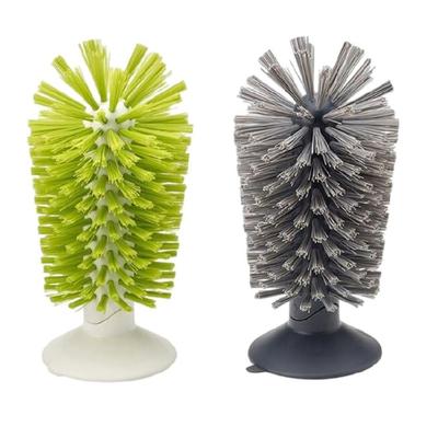 Kitchen Vertical Suction Cup Sink Cup Brush Glass Cleaning Scrub Tool Kitchen Bottle Cleaning Washing Brush
