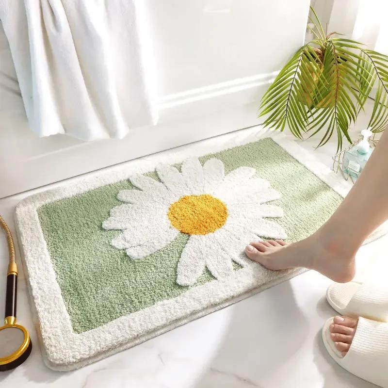 Daisy Bath Rug - 3D Embossed Texture Bathroom Carpet, High-Capacity Absorption & Fast Dry Tech with High-Density Flocking