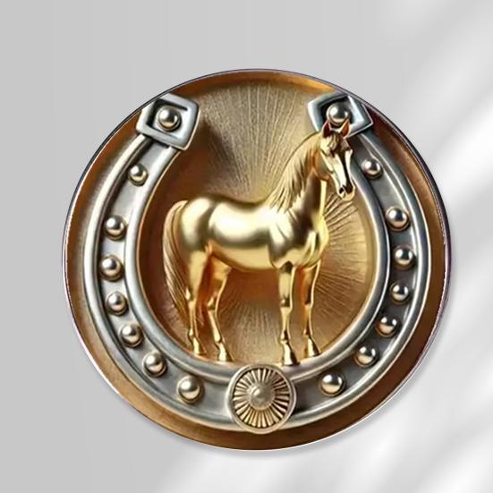 Brooch Retro Style Horse Head Pattern Pin with Enamel Pointillism Sun Design Lucky Symbol Suit Lapels Coats Hats Badge