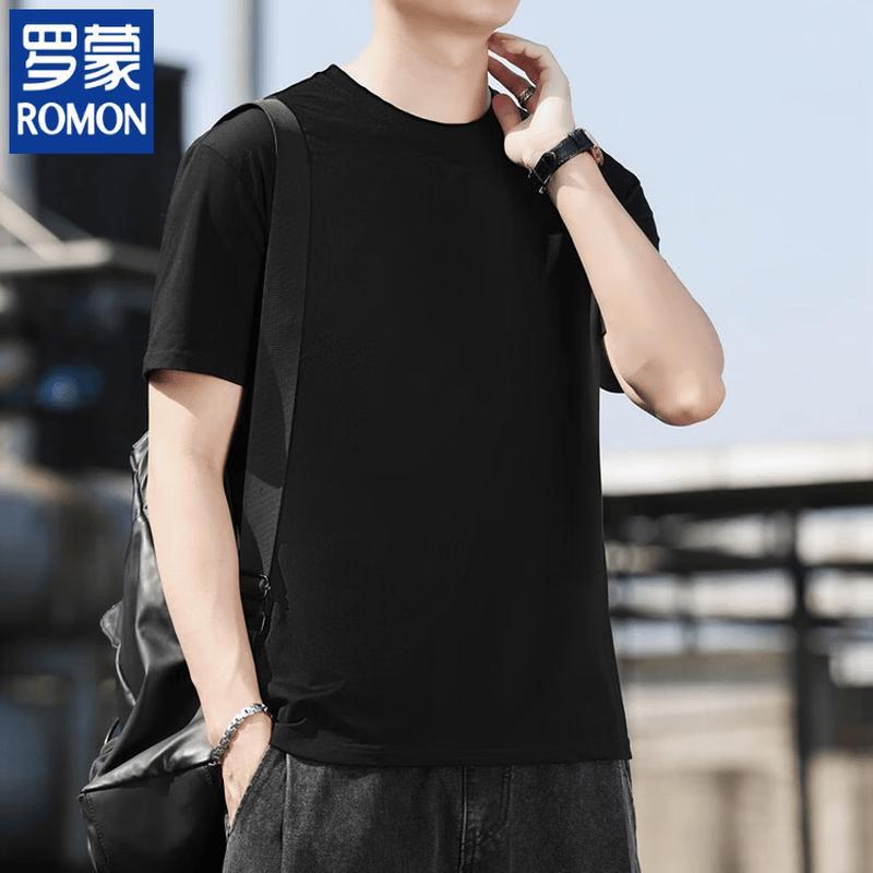 ROMON Men's Summer Lightweight Crew Neck Cotton T-Shirt