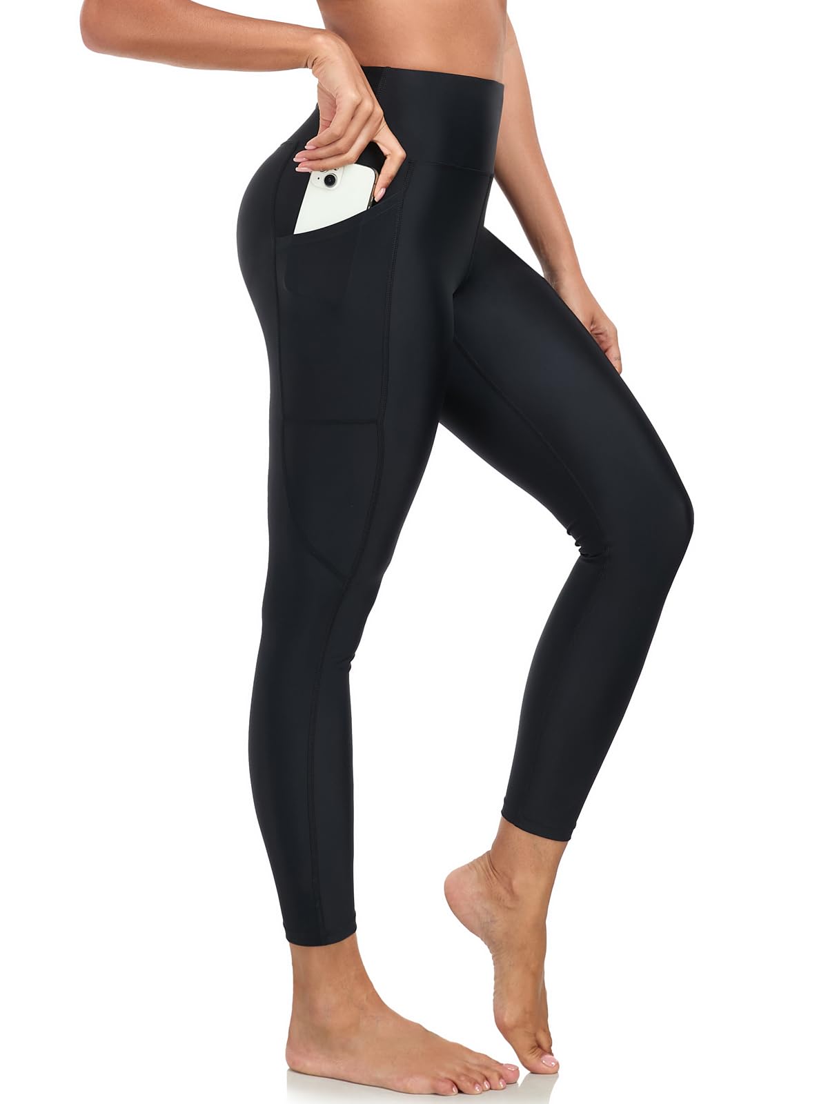 

RELLECIGA Swim Leggings for Amphibious Use in Water and Water Size Women s Quick-Drying (Black, M)