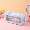 Kuromi Hello Kitty Melody Cinnamoroll Transparente doppelwandige Federtasche für Kinder und Schüler