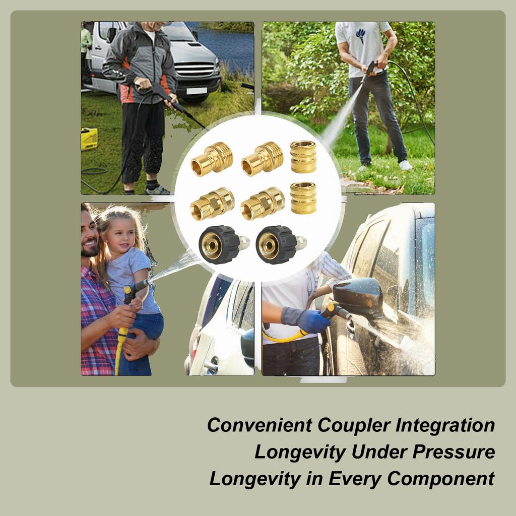 Pressure Washer Adapter Set 5000 PSI 14MM Pressure Washer Hose Adapter Set For Home Garden Driveway Sidewalk Cleaning Vehicle