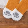 Thick Women Soft Warm Plush Coral Velvet Socks Cat Paw Floor Socks Sleeping Socks