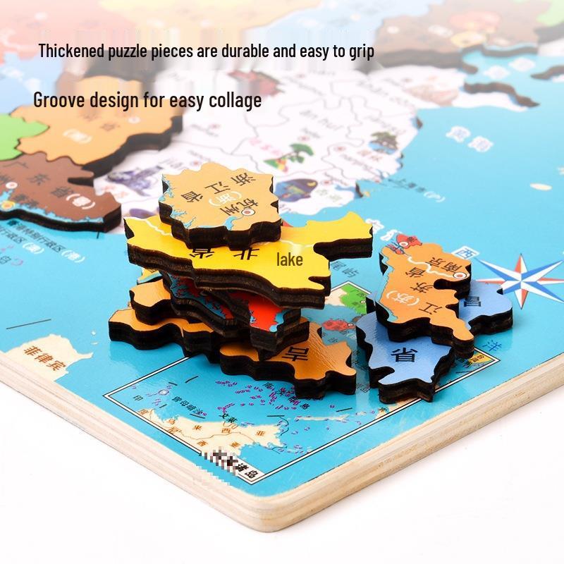 3D Wooden Map Puzzle: Enlightenment Edition for Children 10+ Years - Early Education Toy