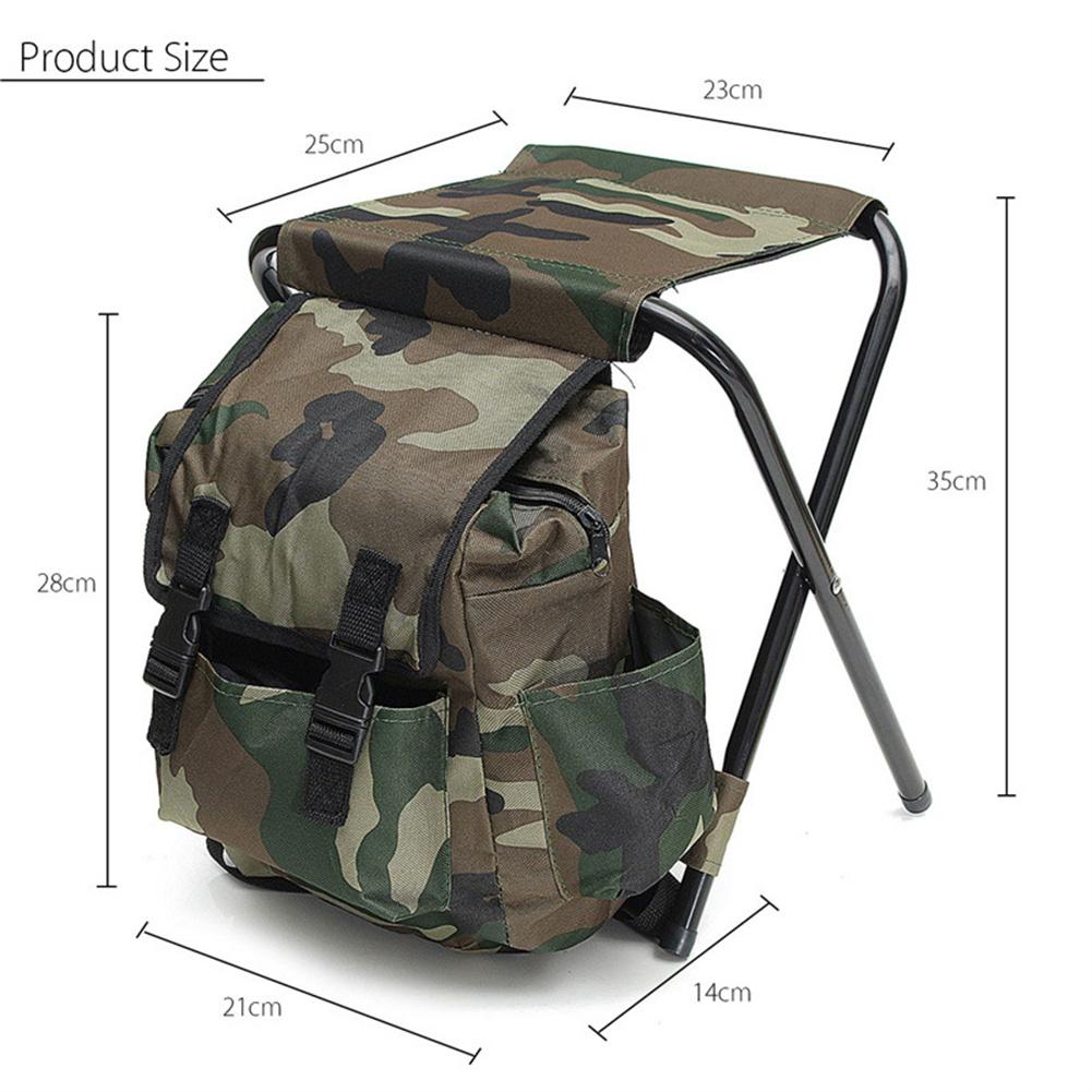 Camouflage Outdoor Folding Chair With Large Storage Bag Non-slip Wear-resistant Oxford Cloth Portable Stool For Camping Fishing