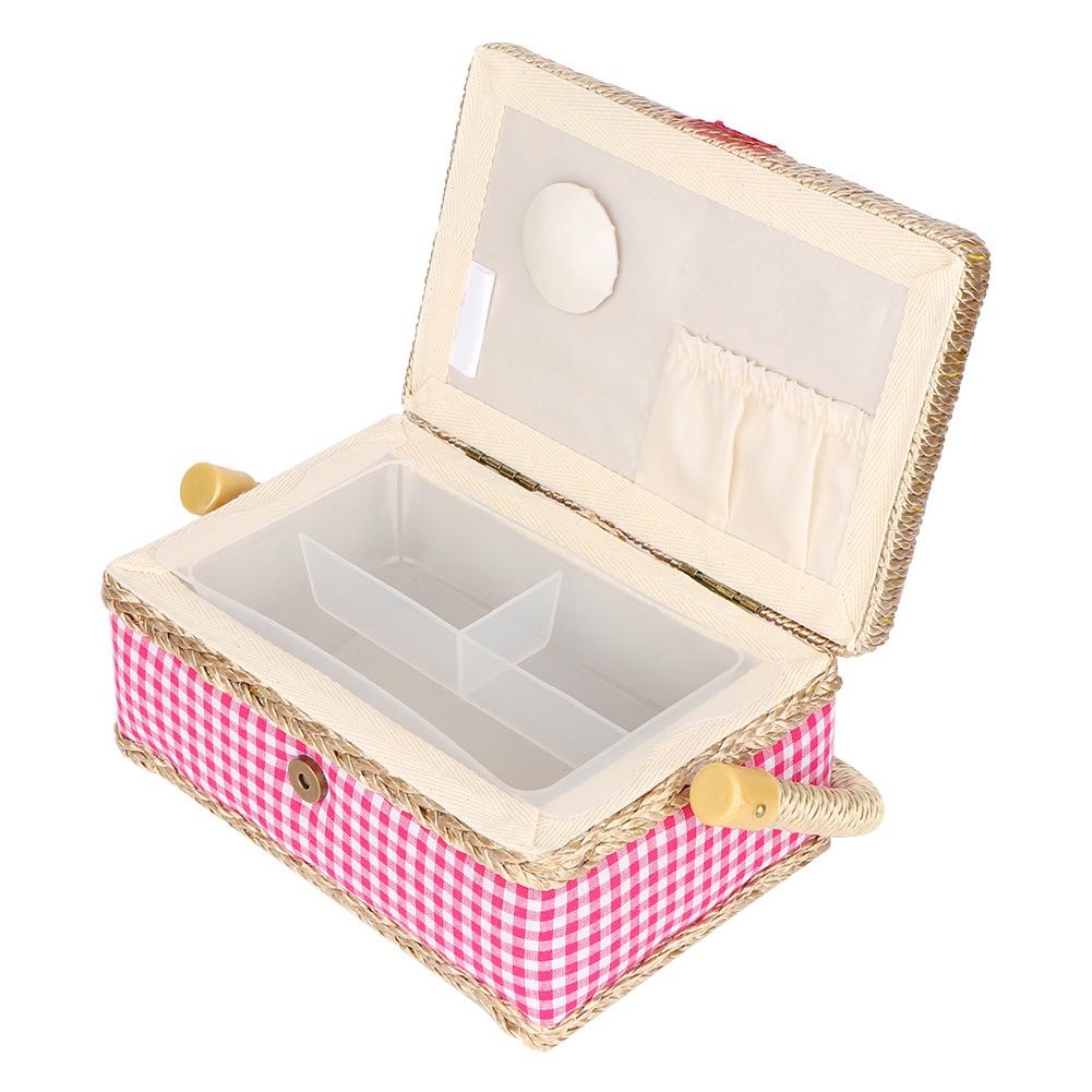 Handmade Sewing Box Cloth Sewing Storage Box Household Fabric Craft Handmade Sewing Basket Thread Needle Storage Box Organizer