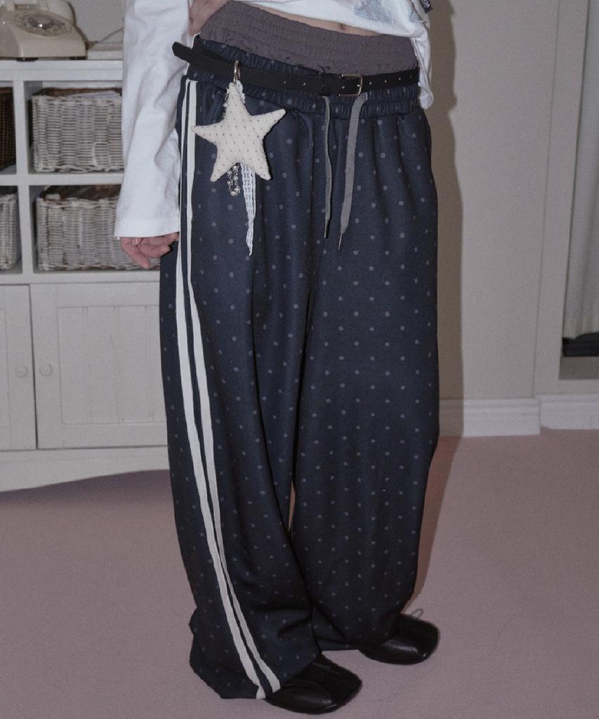 PRENDA Dot Jersey Layered Pants Black