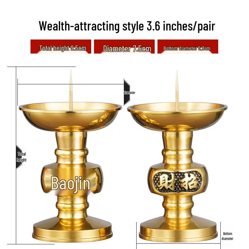 

Pure Brass Incense and Candle Holder Set - Indoor Burner & Candlestick Stand