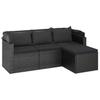 Vidaxl 3-Os. Sofa Ogrodowa Z Daszkiem I Podnóżkiem, Polirattan, Czarna