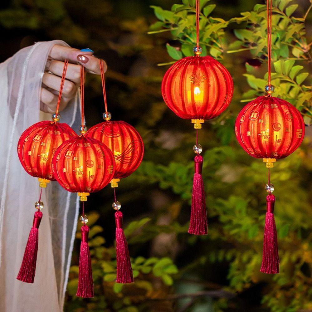 2026 Horse Year New Year Lantern Chinese Style Glowing DIY Handheld Lantern with Tassel Handmade Lantern Hanging Ornament
